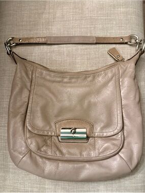 Coach Kristen Taupe Leather Hobo Shoulder Bag